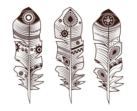 Set of ethnic feathersのイラスト素材