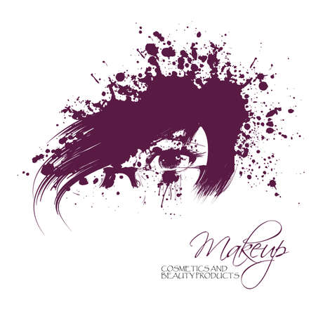 Abstract face. Ink composition with a lady and blotsのイラスト素材