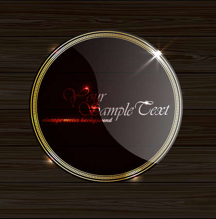 Glass shiny plate on a wooden backgroundのイラスト素材