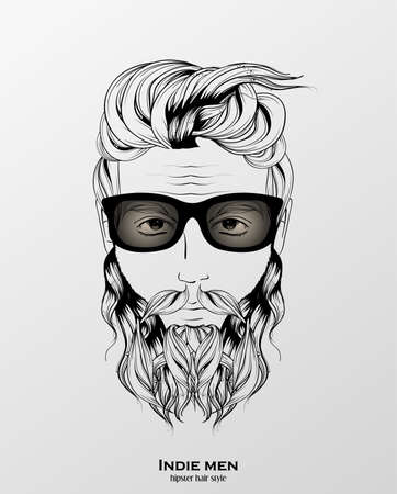 indie men hipster hair style design on gray backgroundのイラスト素材