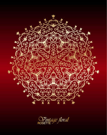 Vector vintage floral decorative ornamental element for design rosetteのイラスト素材