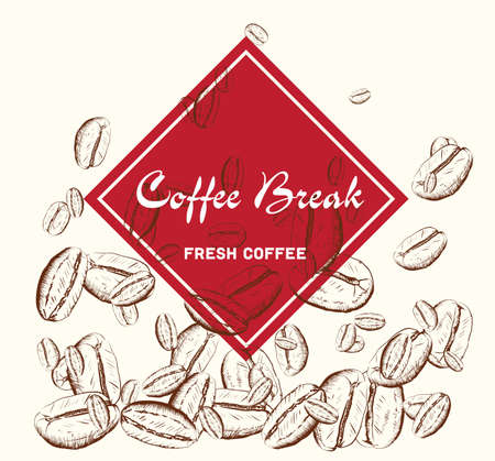 Coffee Break. Fresh coffee. Sketch. Vector background.のイラスト素材