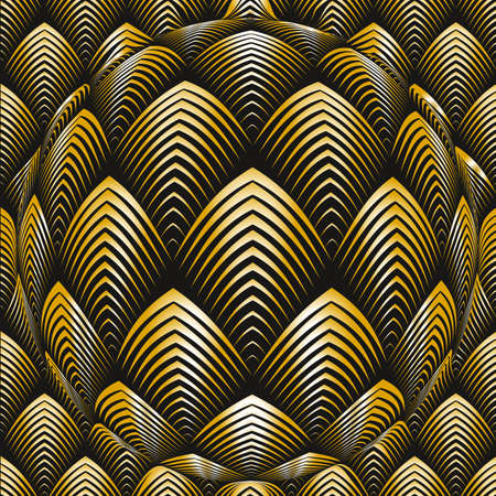 Art Deco style seamless pattern golden textureのイラスト素材