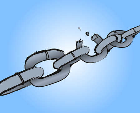 Chain Breaking. Burst chain on blue backgroundのイラスト素材
