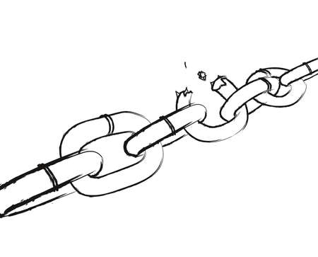 Sketch. Broken chain. Burst chain on white backgroundのイラスト素材