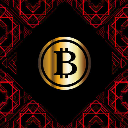 Golden bitcoin digital currency. vector illustration. Virtual symbols of the coin bitcoin. Crypto currency.のイラスト素材