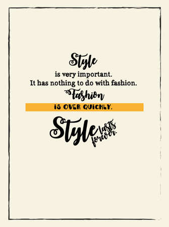 Fashion. An inspirational quote written in black ink, individual inscriptions for posters, T-shirts and cards. Vector fashionable quotation on a light background.のイラスト素材