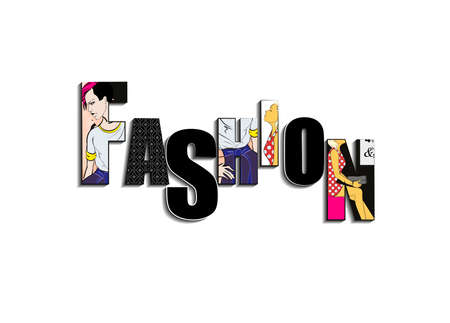 Fashion inscription, Letters and beautiful girls. Vector illustration.のイラスト素材