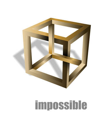 Impossible cube optical illusion. Irrational cube an impossible object.のイラスト素材