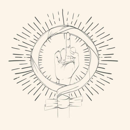 Women resist the symbol. Woman Hand, middle finger.のイラスト素材