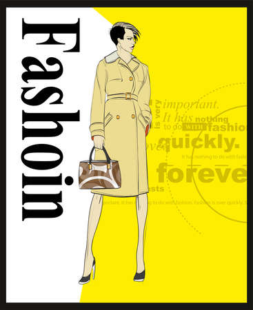 Fashion illustration. Stylish fashion models. Fashion girl Sketch.のイラスト素材