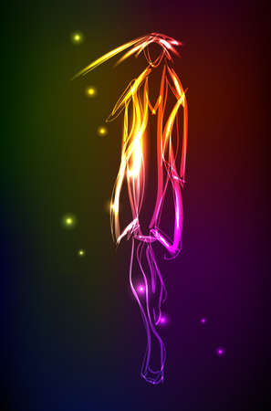 Hand-drawn fashion model from a neon.のイラスト素材