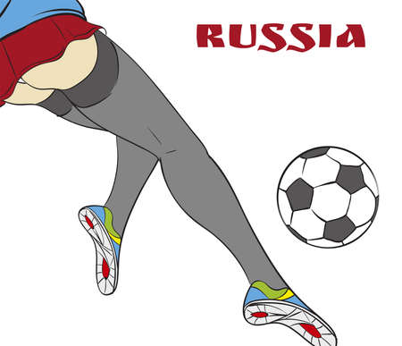 Sexy Soccer Football Female Player. Vector illustration. Female legs in stockings and a soccer ball.のイラスト素材