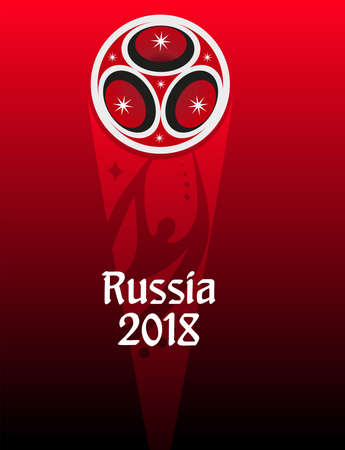 2018 world championship football cup on red background. Poster soccer templateのイラスト素材