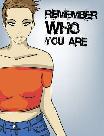 Stylish fashion model. Pretty young girl. Fashion girl Sketchのイラスト素材