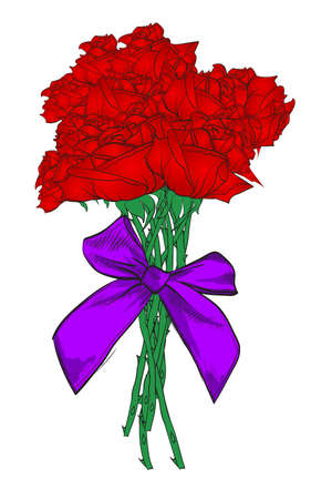 Red roses bouquet isolated on white background. Vector illustration.のイラスト素材