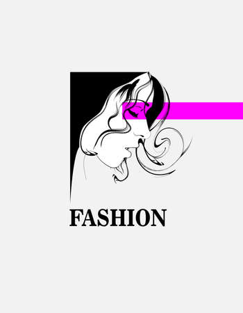 Beautiful Women face. Fashion Girls Illustration. Young woman faceのイラスト素材