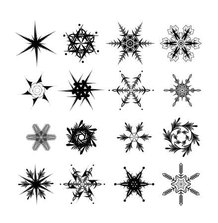 Snowflake vector icon background set. Winter christmas snow flake crystal element. Decorative snowflakes.のイラスト素材