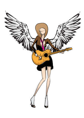 Angel girl. Fashion model angel. Vector image of beauty fashion angel woman.のイラスト素材