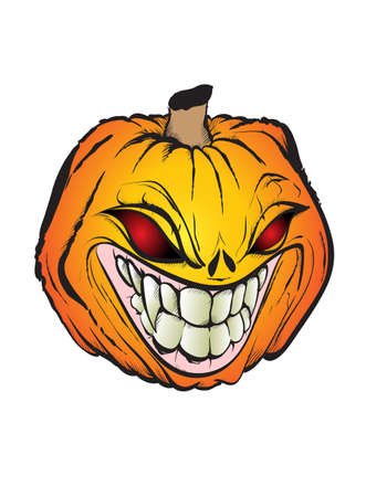 Halloween pumpkin. Pumpkin with sinister face. Autumn vacation. Vector illustrationのイラスト素材