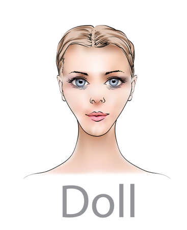 Beautiful young woman with hairstyle and expressive look. Fashion sketch. Fashion girls face. Hand-drawn fashion model. Woman face on a white background. Cosmetics.のイラスト素材