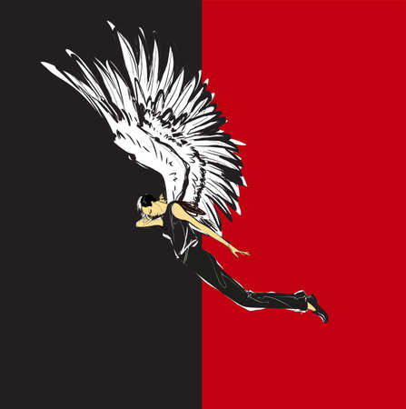 Angel girl. Dark angel. Vector image of beauty fashion angel girl. Fashion angel.のイラスト素材