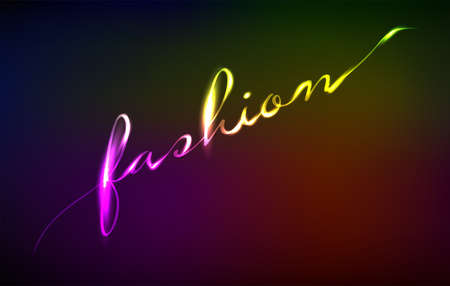 Neon lettering fashion. Vector. Glowing inscription fashion.のイラスト素材