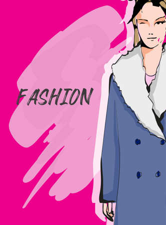 Beautiful young woman in spring coat.のイラスト素材