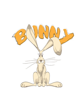 Cute little bunny isolated on white backgroundのイラスト素材