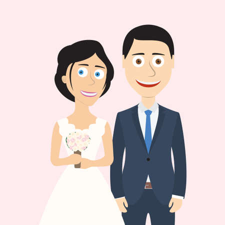 Illustration of bride and groom.のイラスト素材