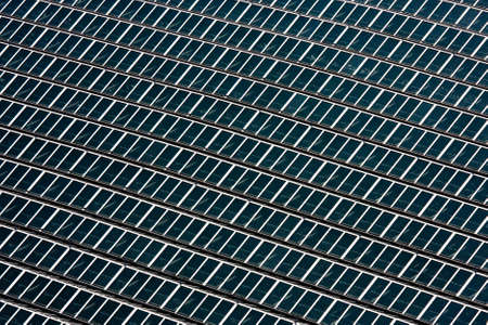 An array of skylights in a large buildingの写真素材