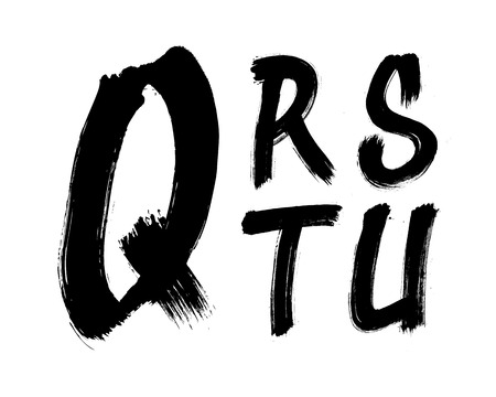 Hand written brush font type alphabet. Detailed vectorのイラスト素材