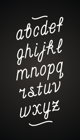 Hand drawn chalk board cursive font. Vector alphabetのイラスト素材