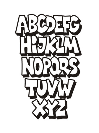 Cartoon comic graffiti font alphabet. Vectorのイラスト素材