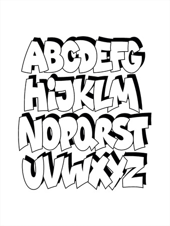 Cartoon comic graffiti font alphabet. Vectorのイラスト素材