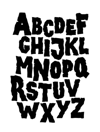Hand drawn stone grunge font. Editable vector alphabetのイラスト素材