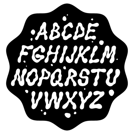 Liquid font with splashes. Vector alphabetのイラスト素材
