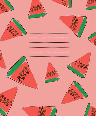 Exotic watermelon , collected in a composition on a pink background. Natural floral . Postcard for...