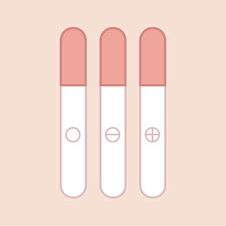 Menstruation hygiene. Female period products -pregnancy test . Feminine menstrual care illustration. Menstrual period. Feminism. Gender equality. Vector graphicsのイラスト素材
