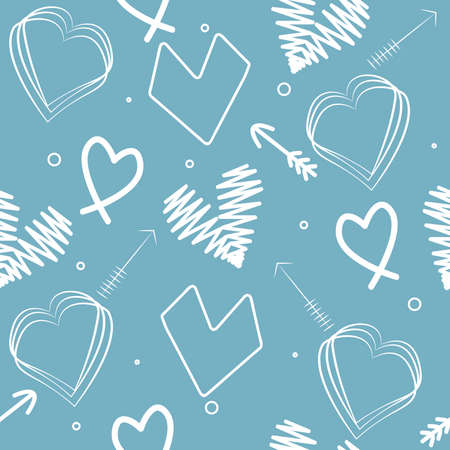 Vector Illustration of A Cute Valentines Day Heart Shape Decoration on Yellow Background. Pattern with cute hearts. Design for paper, cover, fabric, interior decor. Rapport for Textile, Fabricのイラスト素材