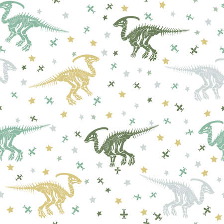 Seamless vector pattern with dinosaur skeleton.のイラスト素材