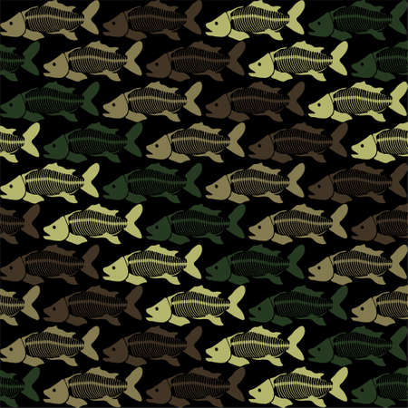 Seamless vector pattern with fish skeleton.のイラスト素材