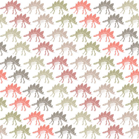 Seamless vector pattern with dinosaur skeleton.のイラスト素材