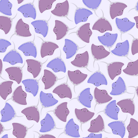 Vector seamless pattern with devilfish.Underwater cartoon creatures.Marine background.Cute ocean...
