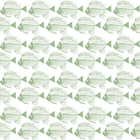 Seamless vector pattern with fish skeleton.