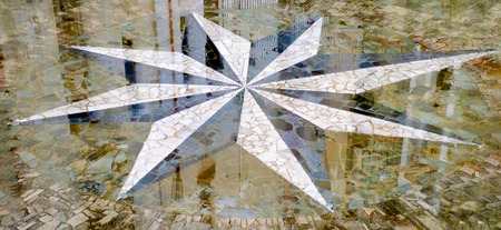Wet floor with a compass