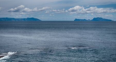the sea between the Sorrento peninsula and the island of Capri seen from Naples. Italyの写真素材