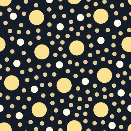 Seamless pattern polka dot design in dark gold and white color.のイラスト素材