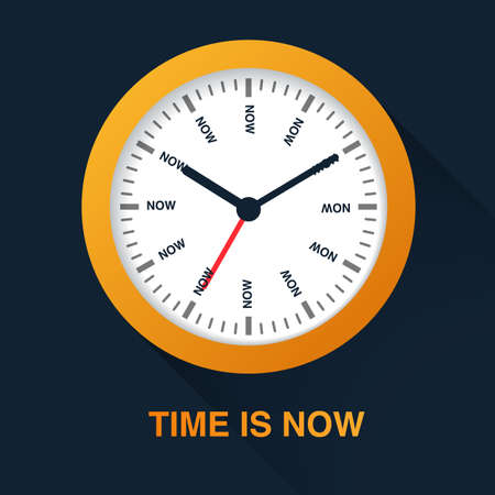 Time is now concept. Watch symbol illustration on dark background. Time management.のイラスト素材