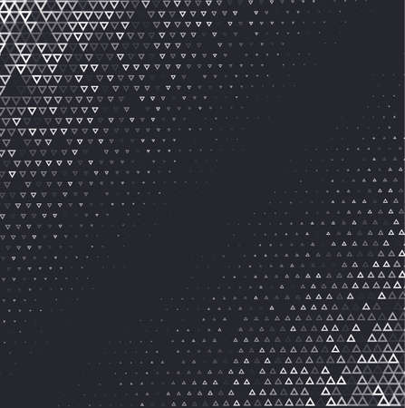 Vector halftone abstract background, black white gradient gradation. Geometric mosaic triangle shapes monochrome pattern. Simple backdrop design.のイラスト素材